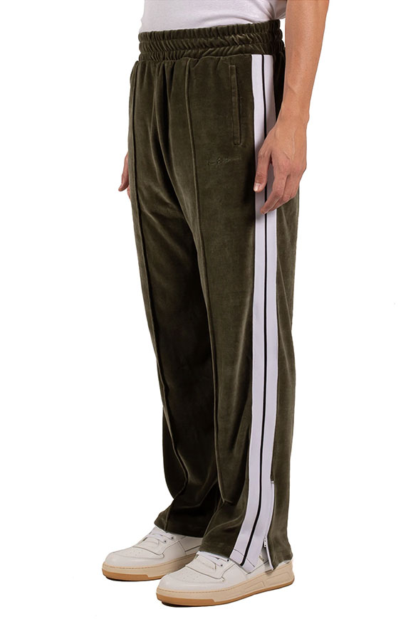 I'm Brian - Pantaloni joggers in ciniglia verde militare con bande laterale