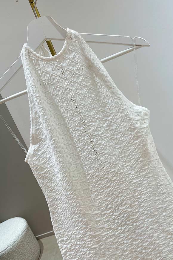 Glamorous - Vestito crochet bianco con allacciatura al collo