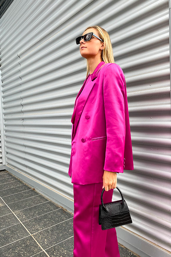 Vicolo - Double-breasted magenta jacket in structured satin