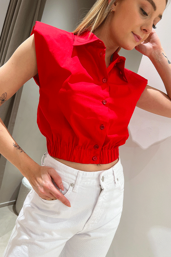 Vicolo - Camicia rossa smanicata in cotone