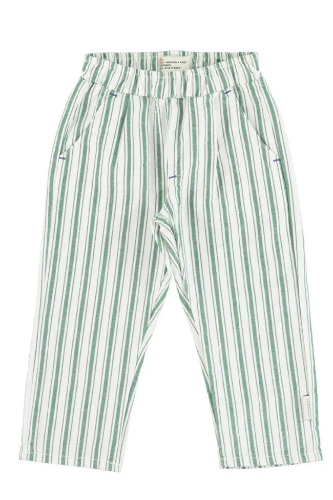 Piupiuchick - Pantaloni in canvas rigati verde e bianchi