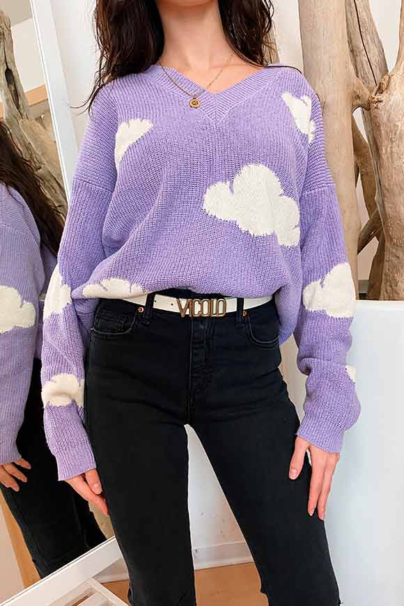Vicolo - Lilac sweater with clouds