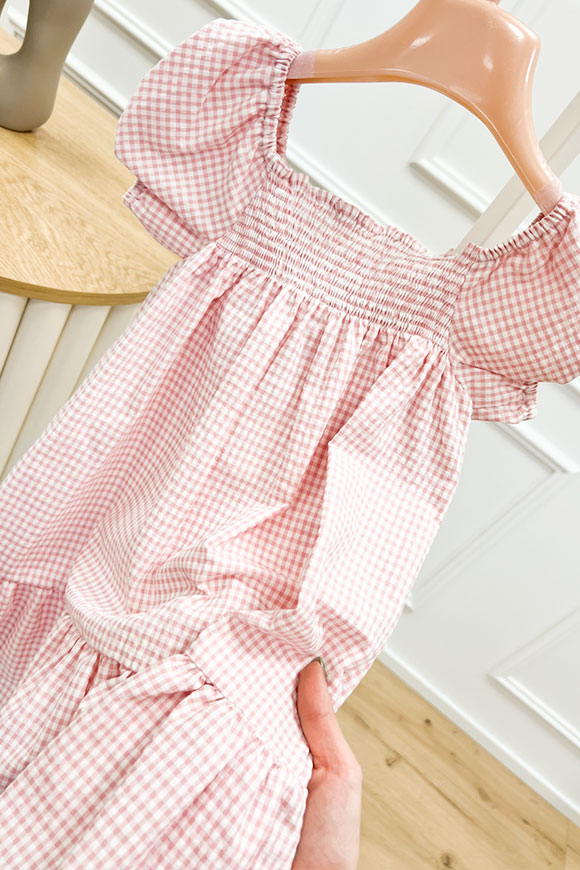 Vicolo Bambina - Vestito rosa vichy a quadretti e fiocco