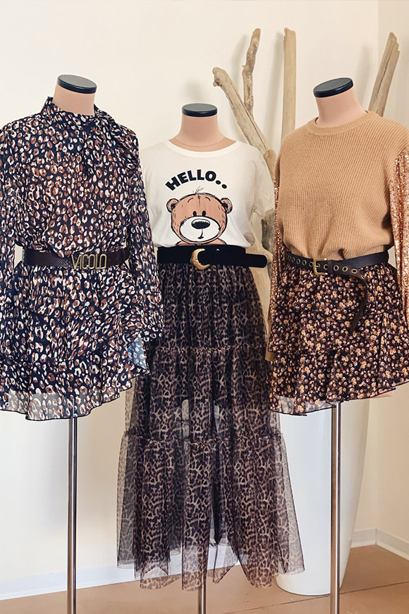 Vicolo - Black and brown leopard shirt