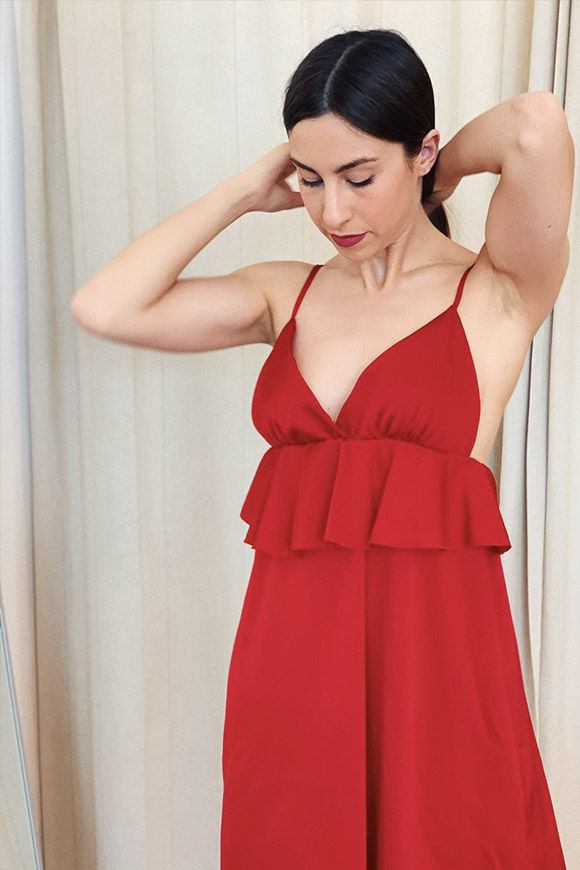 Vicolo - Dress with red flounce