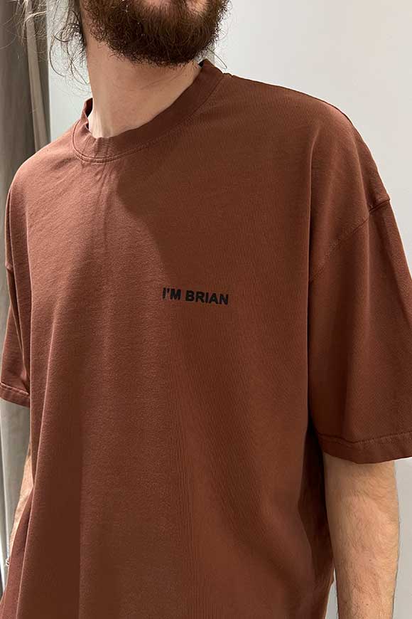 I'm Brian - T shirt moro basica con logo nero in rilievo