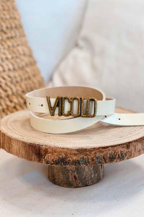 Vicolo - Ivory belt with "Vicolo" logo