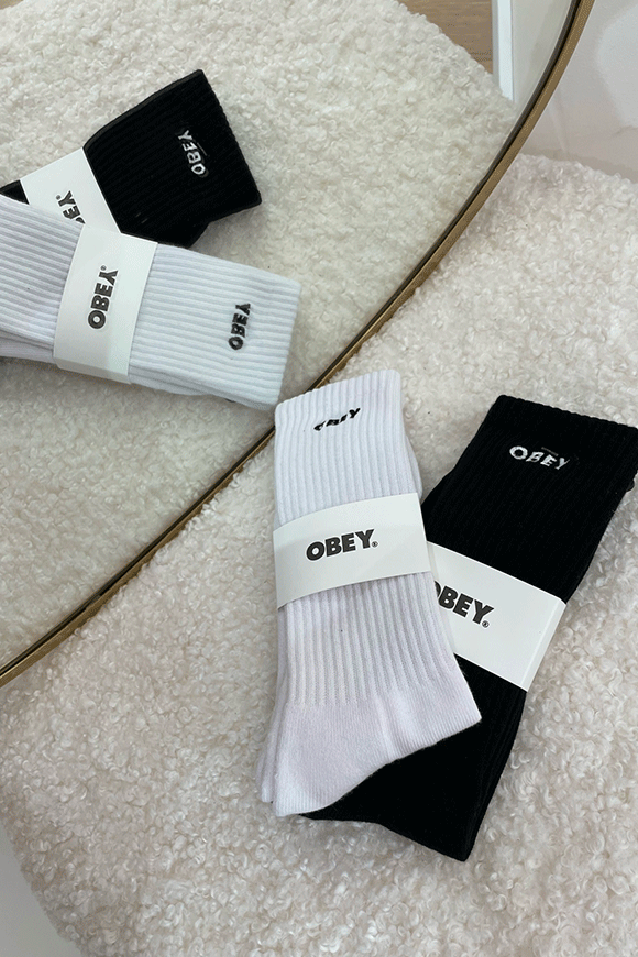 Obey - White sock with black logo embroidered