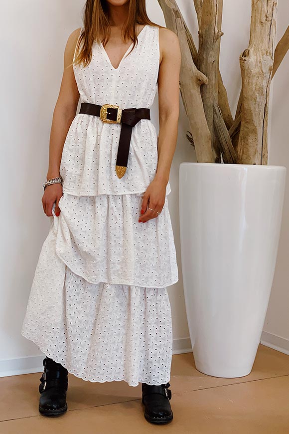 Vicolo - Long white dress in lace sangallo