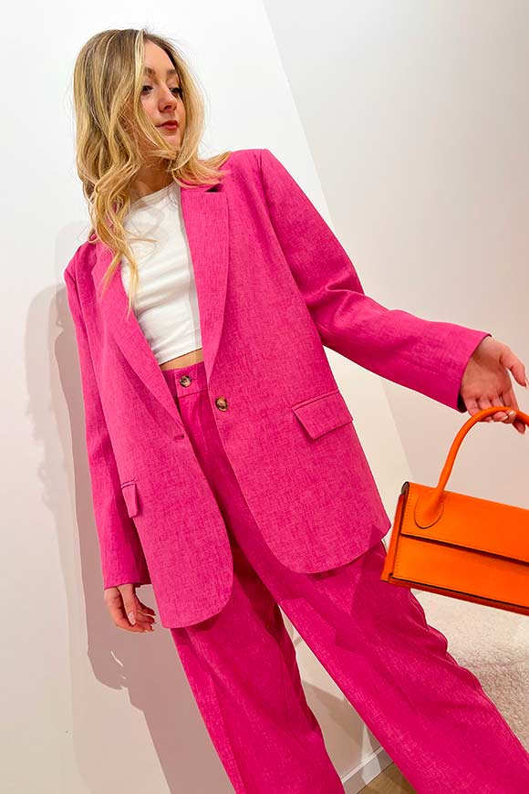 Vicolo - Oversized bubble pink slub jacket