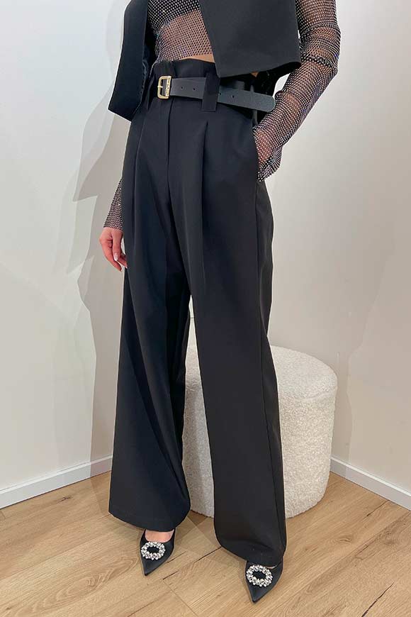 Tensione In - Black palazzo trousers with pleats