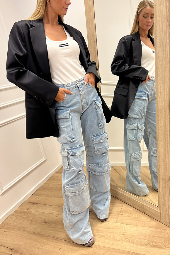 Dixie - Jeans cargo multipocket lavaggio chiaro