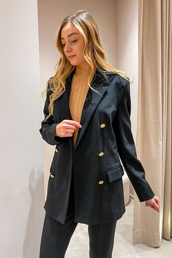 Vicolo - Black double-breasted jacket in jersey