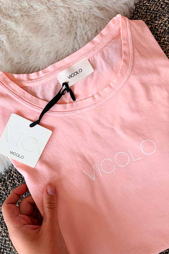 Vicolo - T shirt rosa pastello con logo