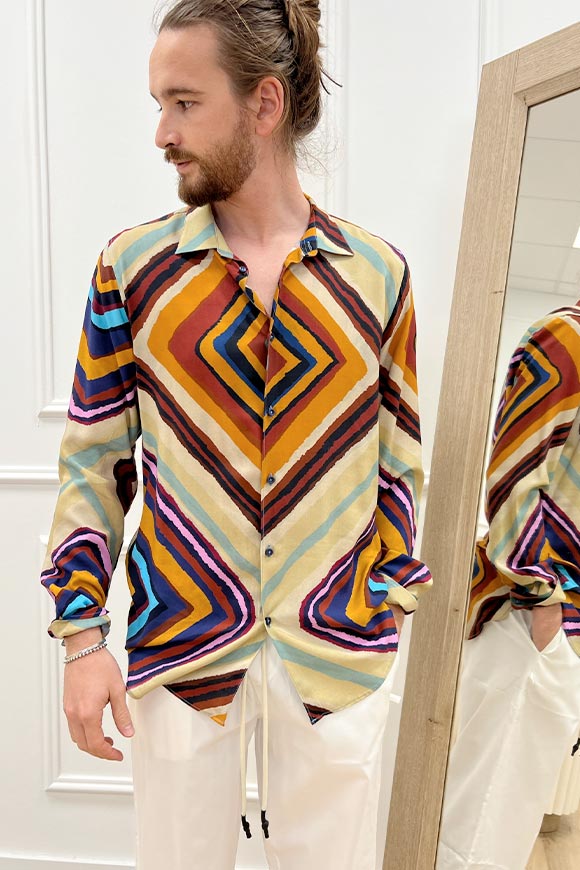 Berna - Camicia multicolor stampa geometrica