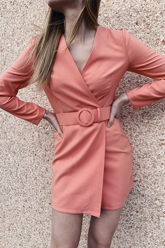 Kontatto - Salmon pink dress with belt