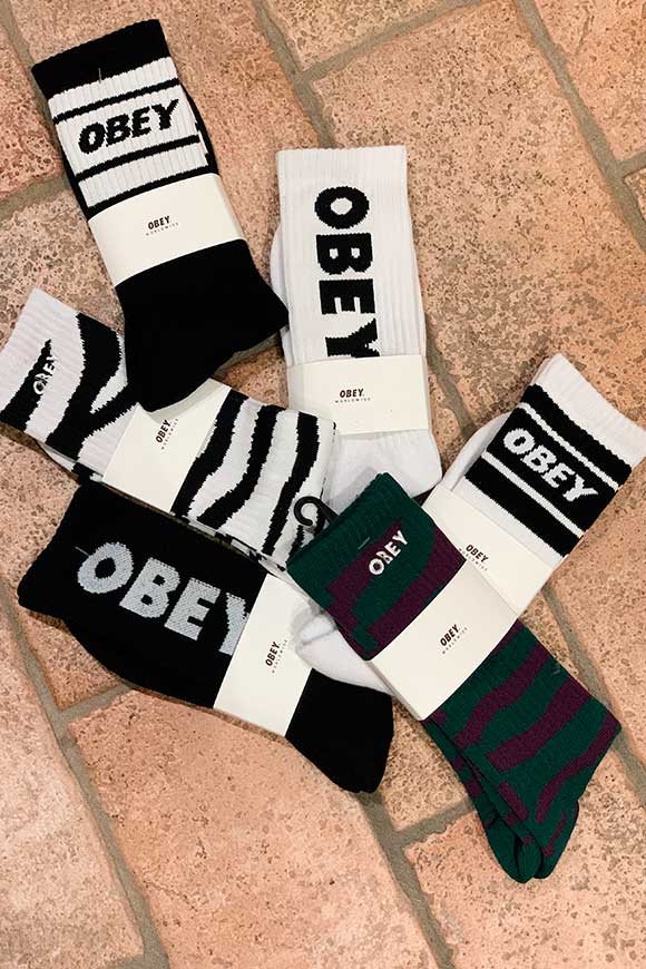 Obey - White cooper socks with logo