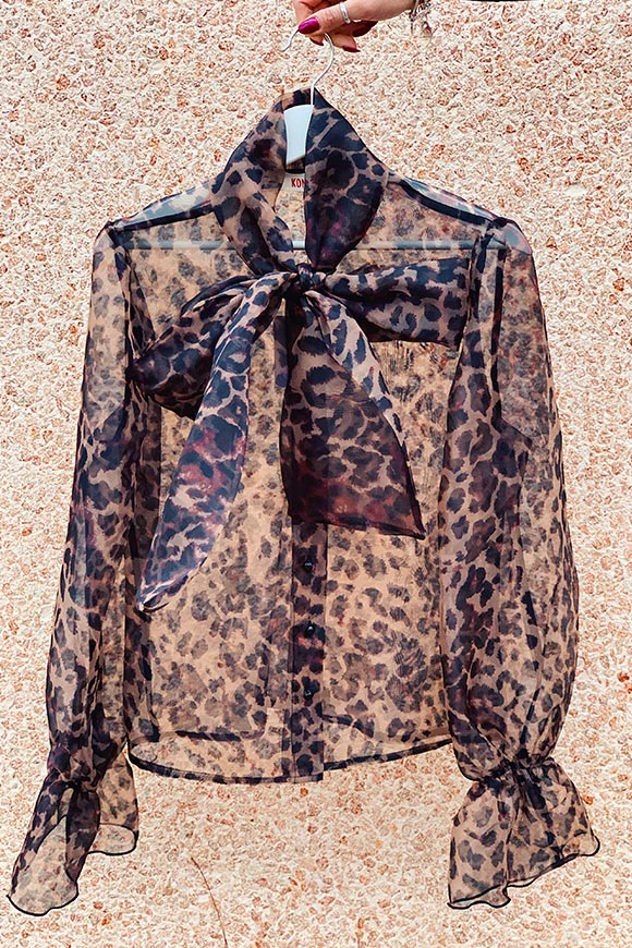 Kontatto - Leopard shirt with bow