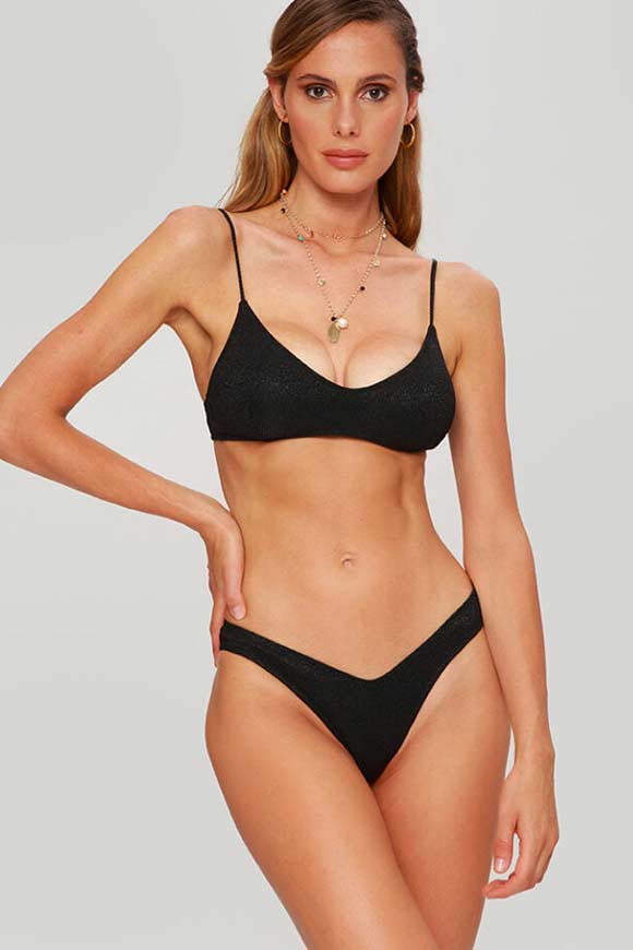 4Giveness - Bikini top a fascia in lurex nero