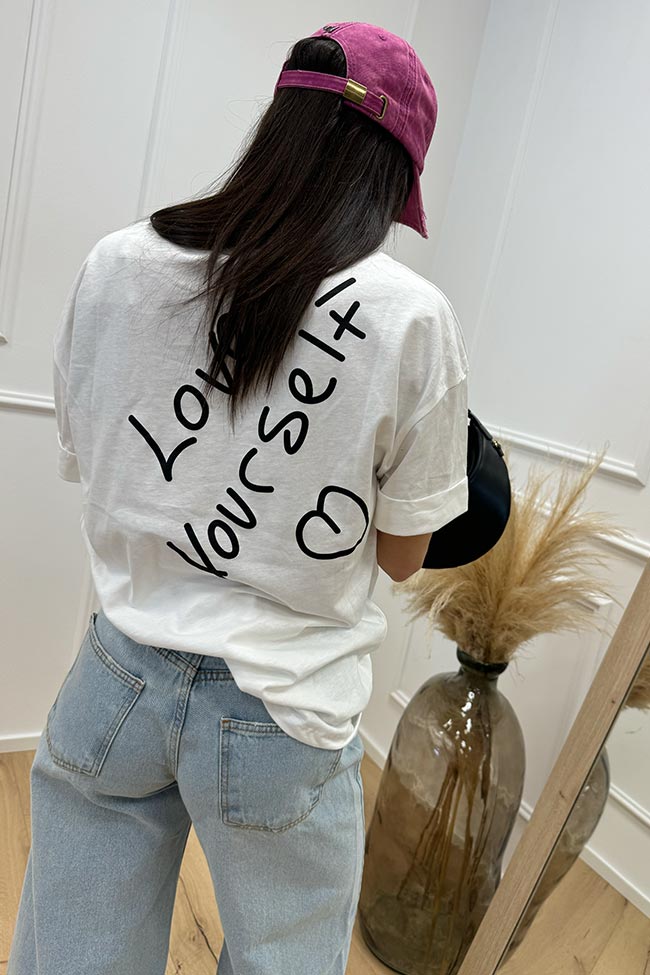 Calibro Shop - T shirt basic bianca "love yourself"