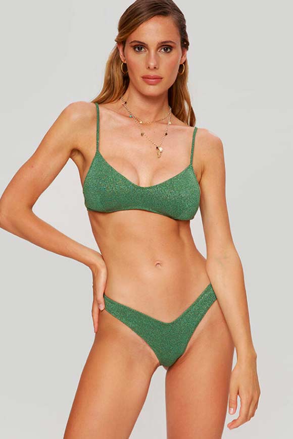 4Giveness - Bikini top a fascia in lurex verde