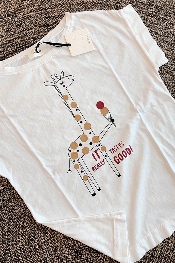 Vicolo - T-shirt bianca giraffa