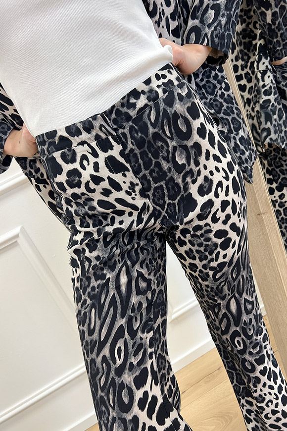 So Allure - Pantaloni maculati grigi, neri a zampa
