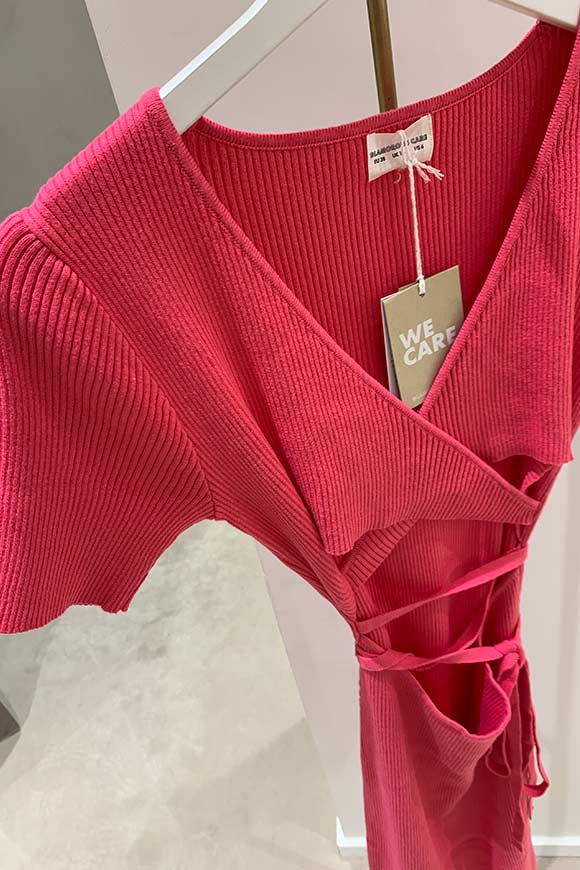 Glamorous - Vestito rosa bubble in maglia incrociato