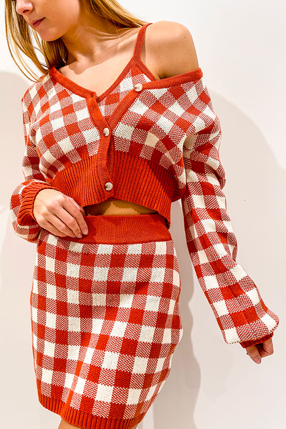 Glamorous - Butter and rust checkered cardigan