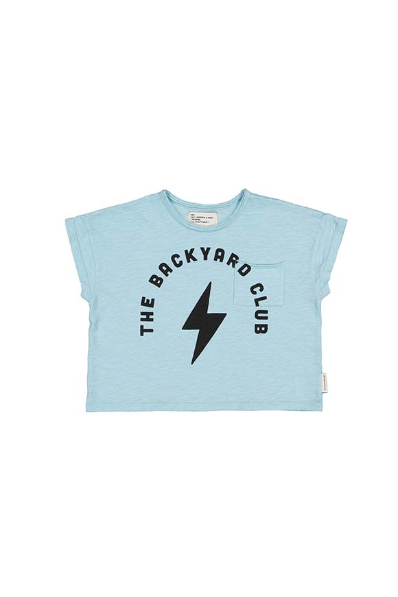 Piupiuchick - T shirt baby celeste stampa "The backyard club"