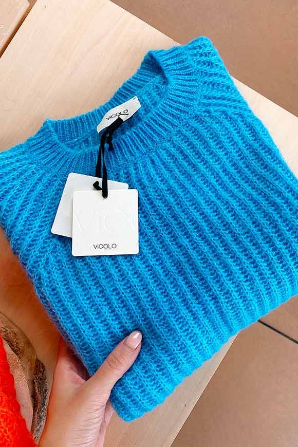 Vicolo - Maglione azzurro maglia inglese