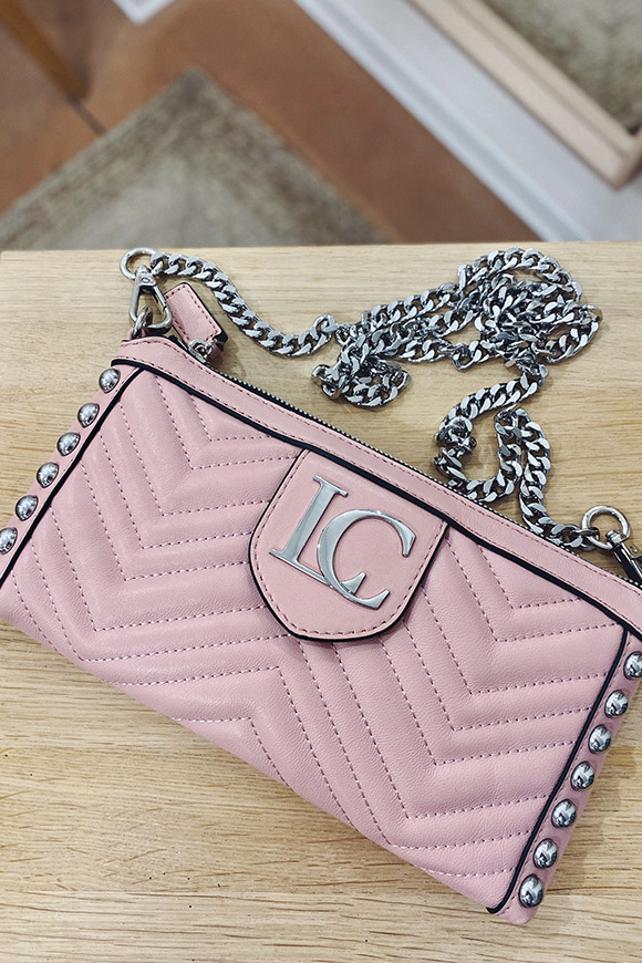 La Carrie - Pink leather Candice clutch bag