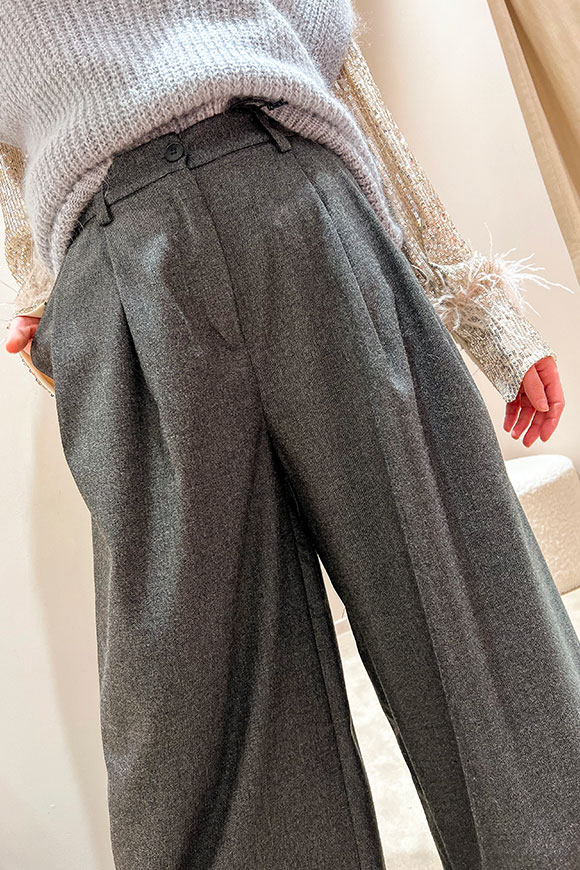 Tensione In - Pantaloni grigi wide fit fresco di lana