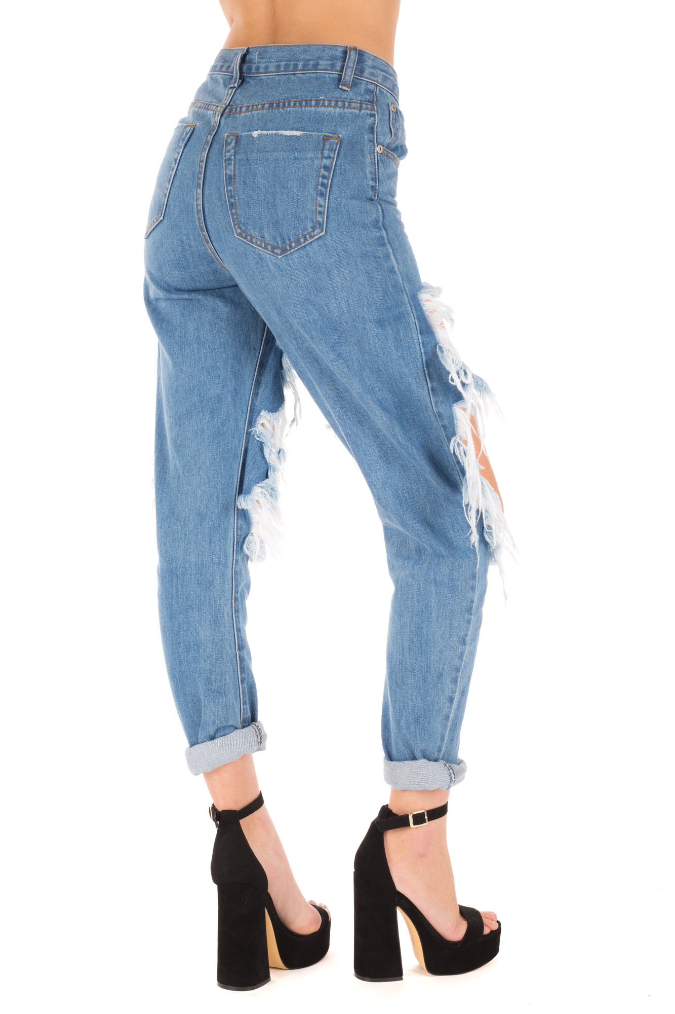 Glamorous - High waist dark jeans with weathered effect