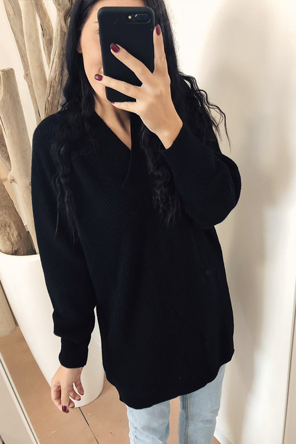 Vicolo - Maglione vestito in maglia nero