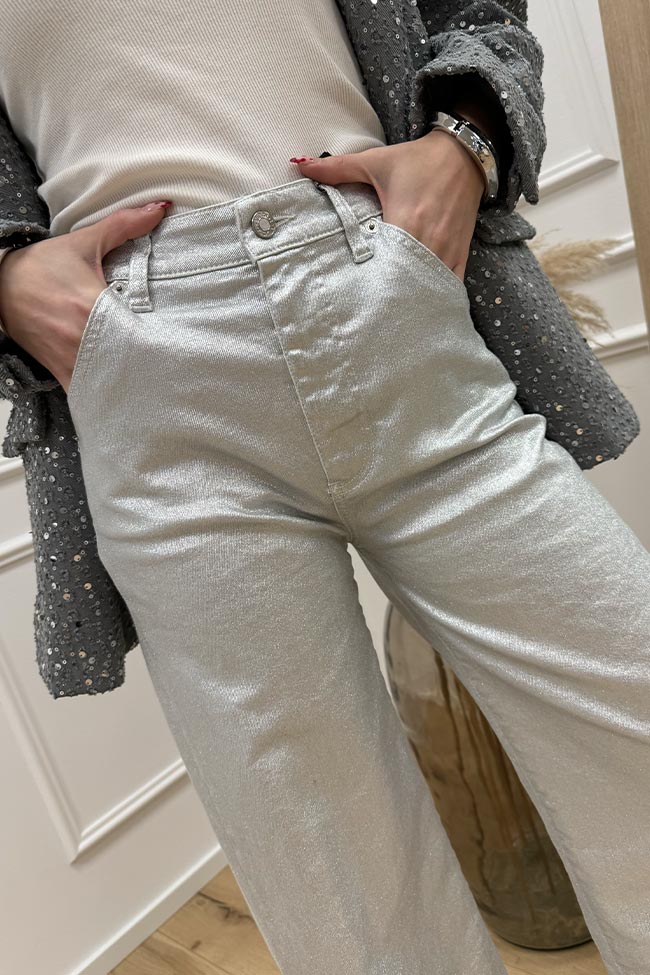 Vicolo - Jeans Lexie spalmato argento