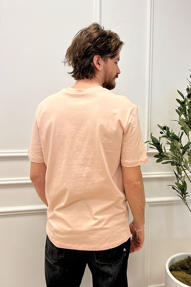 Gaelle - T shirt rosa con logo ricamato in tono