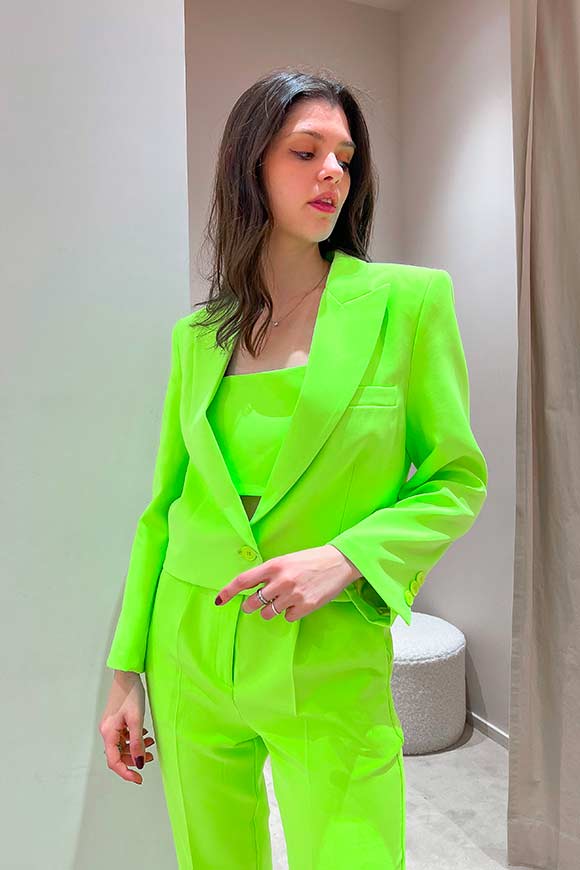Vicolo - Neon green crop jacket in technical fabric