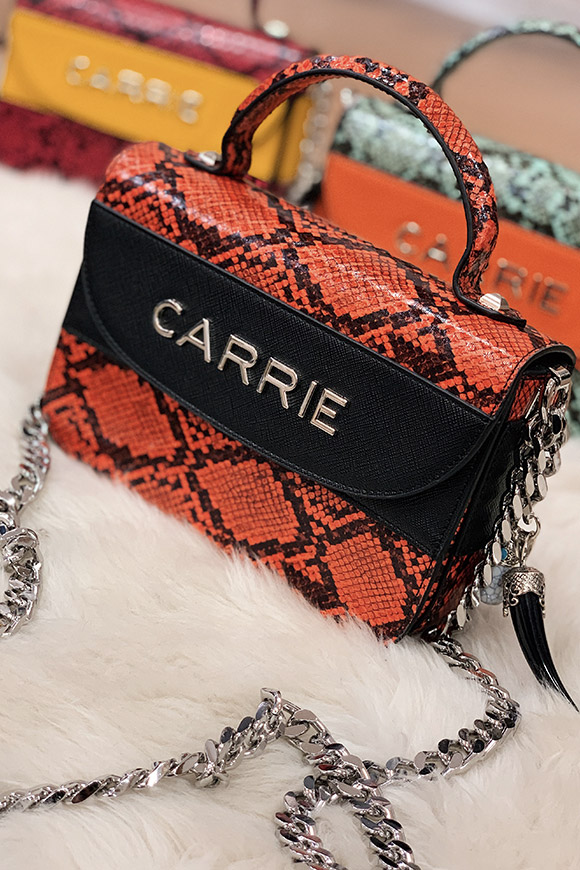 La Carrie - Zambesi red / black mini python bag