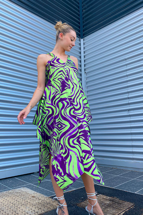 Vicolo - Green and purple foulard dress
