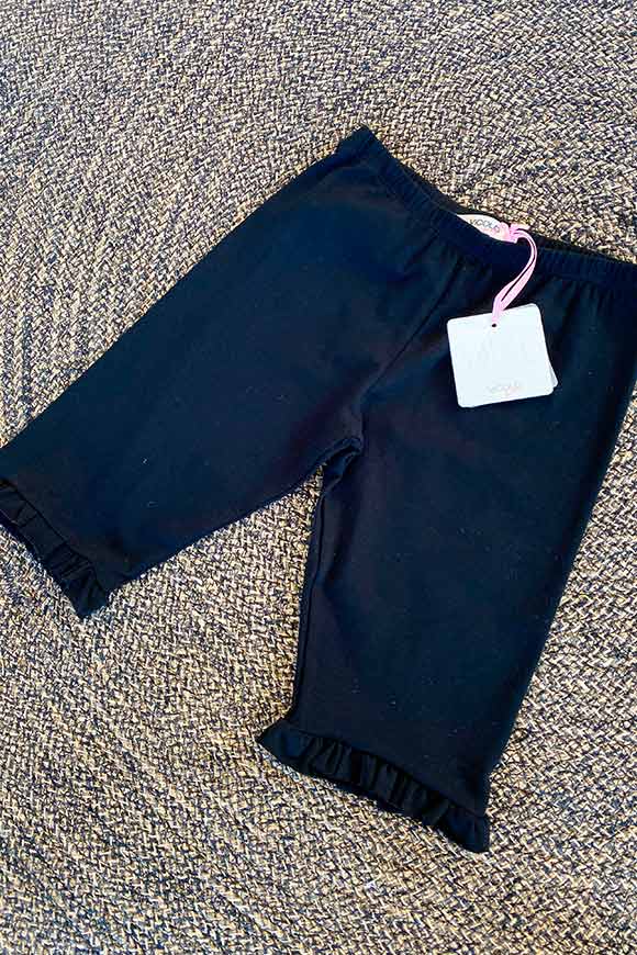 Vicolo Bambina - Pantaloni leggings neri con rouches