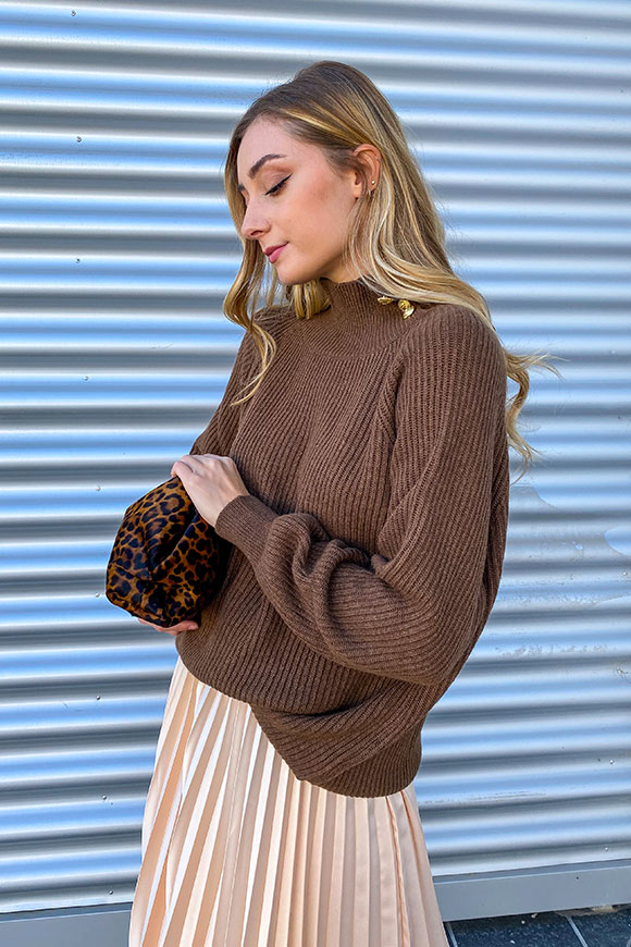 Vicolo - Chocolate over sweater with gold buttons