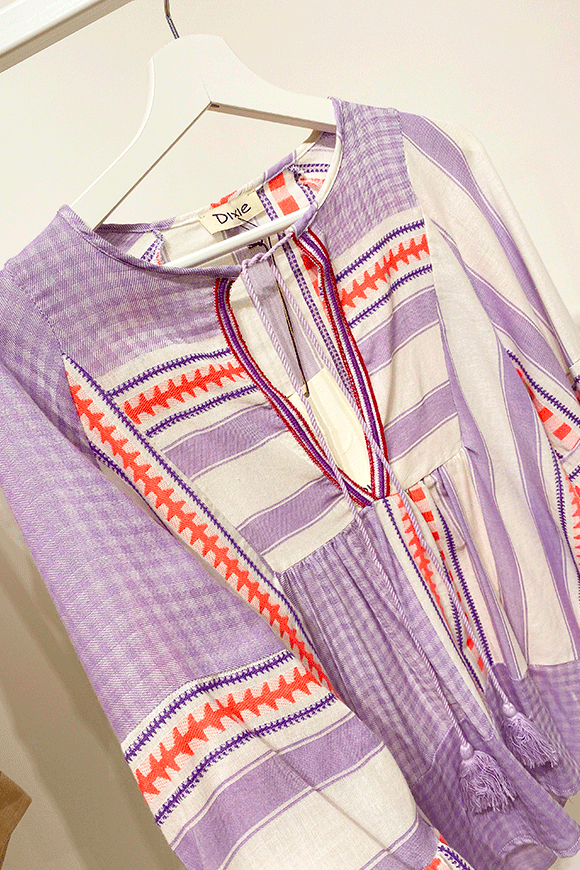 Dixie - Lilac blouse in aztec pattern