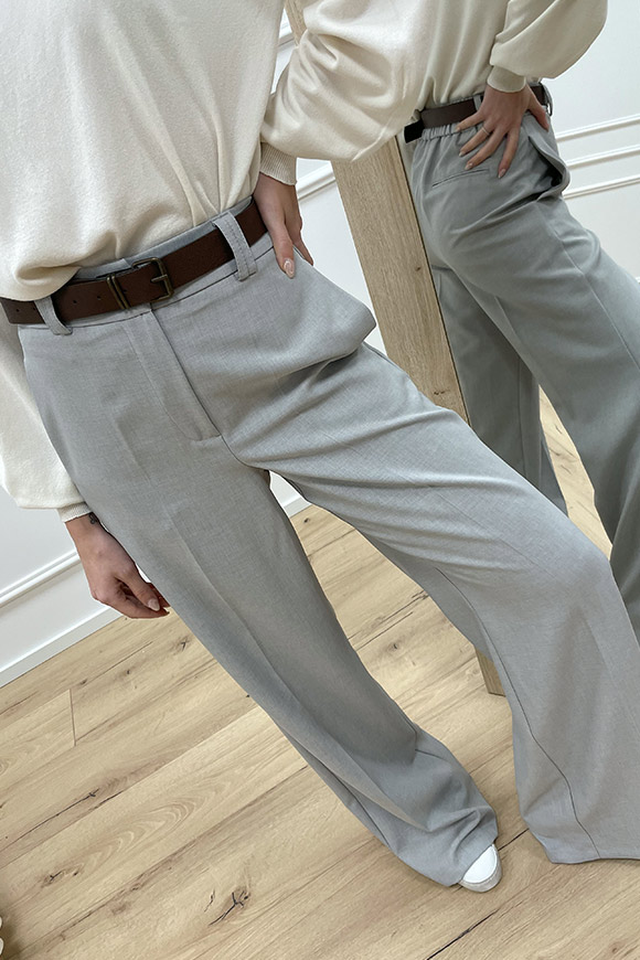 Haveone - Pantaloni grigi dritto con elastico sul retro