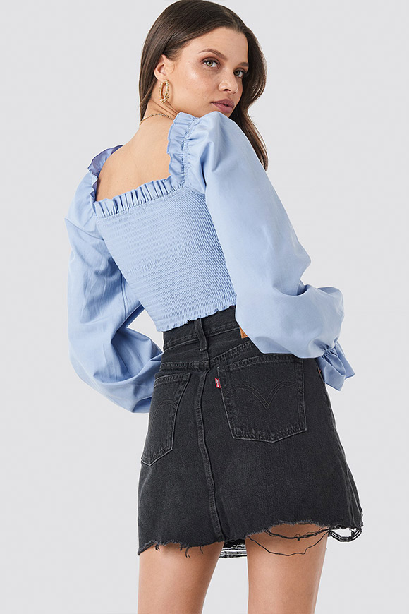 NA-KD - Blue embossed shirt top