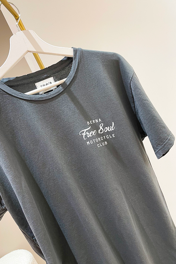 Berna - T shirt grigio antracite stampa "Free Suol"