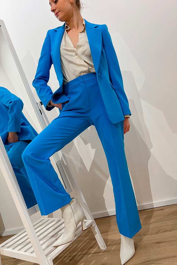 Dixie - Turquoise flared trousers in technical fabric