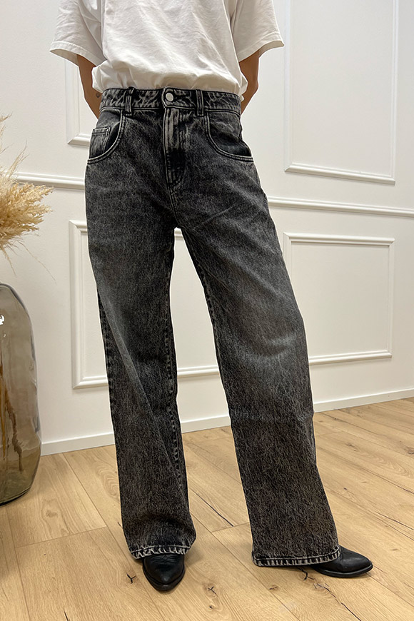 Icon Denim - Jeans "Bea" wide leg grigio