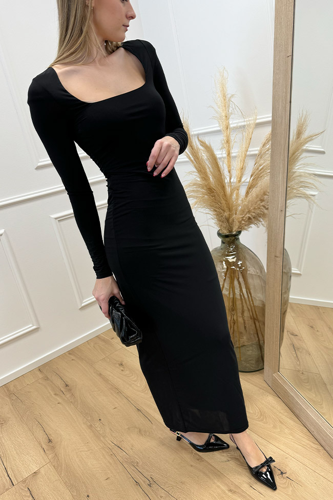 Glamorous - Vestito lungo nero con scollo quadrato