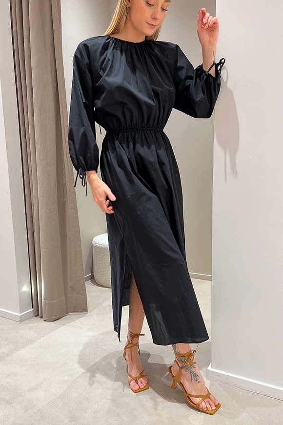 Vicolo - Vestito nero in cotone con oblò sul retro